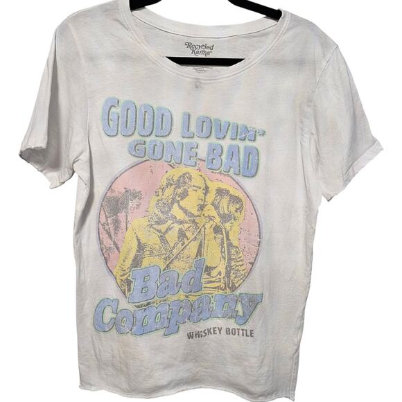 Recycled Karma Bad Company Good Lovin Gone Bad Graphic Band Tee White Large - Picture 1 of 6